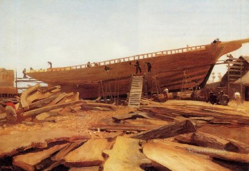  Gloucester Pintura al %C3%B3leo - Construcción naval en Gloucester Realismo pintor marino Winslow Homer